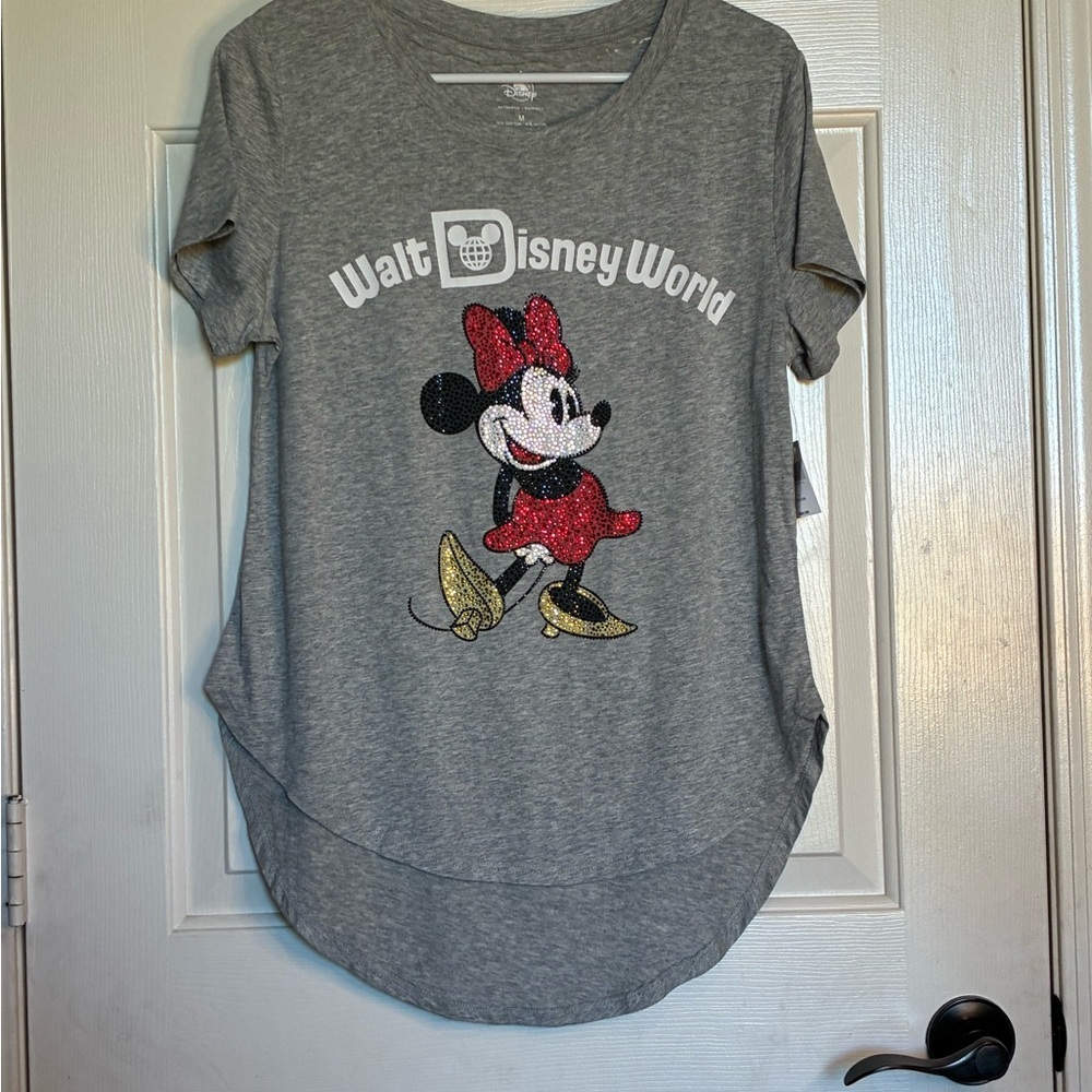 NWT Disney Women's Gray Tee with Red Minnie Mouse